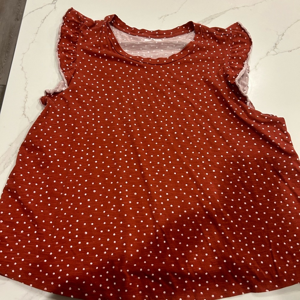 Rustic Orange Dotted Ruffle Sleeve shirt